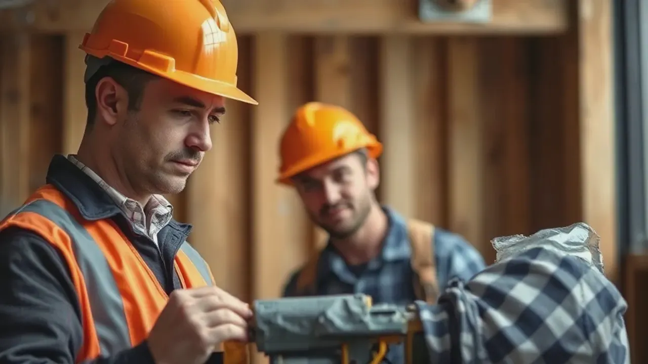 Two professionals working on building work near Manchester