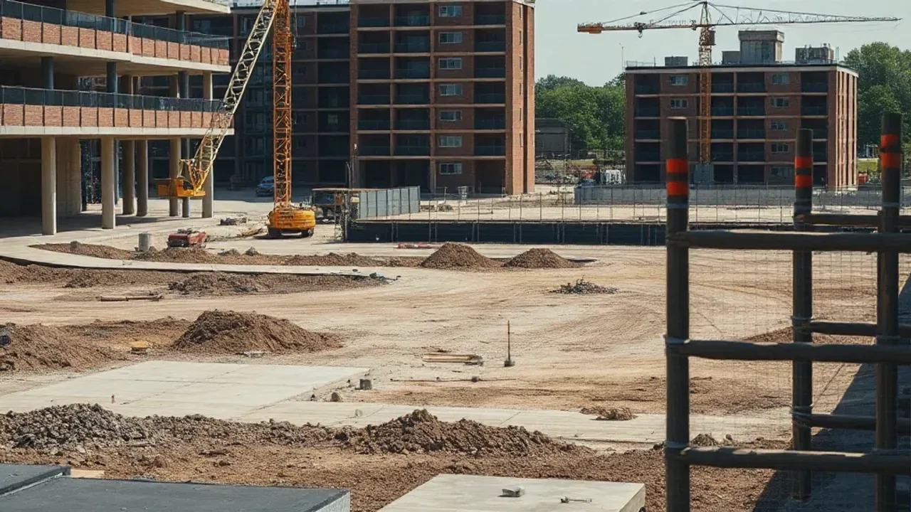The site involved in Oldham building projects, near Manchester, seen from a distance