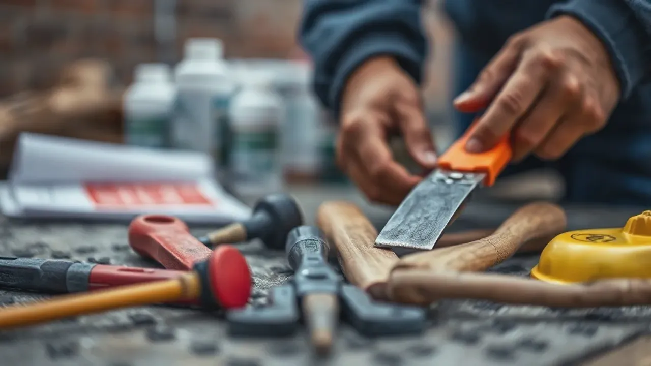 Tools and site markers used in Rochdale building projects